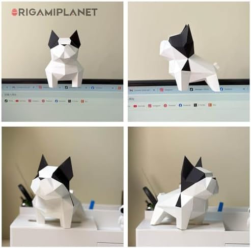 Bulldog 3D Origami Paper Craft Kit, Easy DIY Pre-Cut Puppies Paper Sculpture Model for Adults, Cute Animal Handmade Home Decor Papercraft Gift Set for Beginners - Image 3