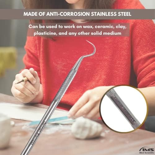 Clay Needle Tool 2Pcs Stainless Steel Professional Pin Needle Detail Tool for Ceramic Polymer Clay Sculpture Modeling to Make Intricate Design Detailing (Hook) - Image 6