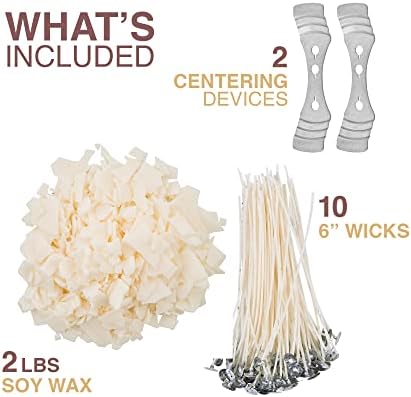 Oraganix Natural Soy Wax DIY Candle Making Kit and Candle Making Supplies - 2 lbs Premium Soy Candle Wax, 10 6-Inch Pre-Waxed Candle Wicks, 2 Metal Centering Devices - Candle Making Kit for Adults - Image 6