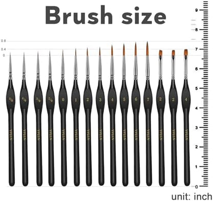 Miniature Paint Brushes, 15PCS Model Brushes Detail Paint Brush Set, Fine Detailing for Watercolor, Oil, Face, Acrylic, Nail, Line Drawing, Scale Model Painting（Black） - Image 3