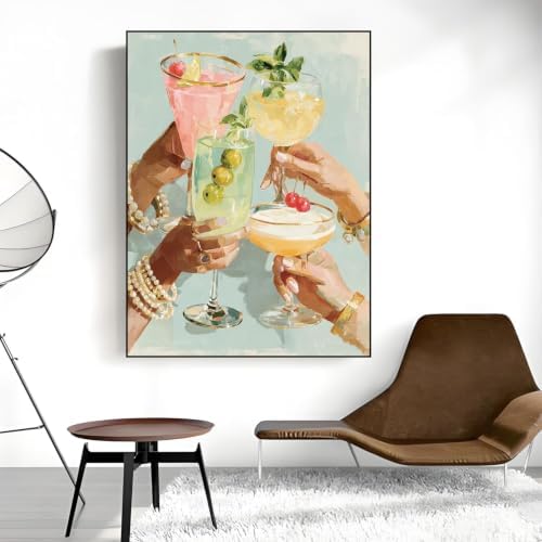 Girly Cocktail Paint by Numbers Kit for Adults Framed Canvas Frameworkless - Image 5
