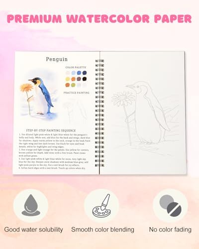 15 Beautiful Animal Watercolor Workbook for Adults Beginner - Image 3