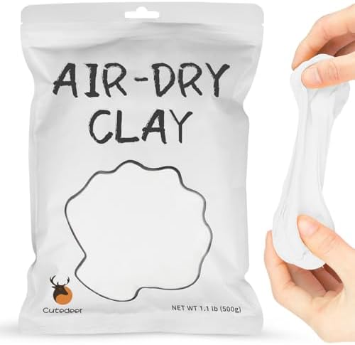 Cutedeer White Air Dry Clay, 1.1lb Foam Modeling Clay, Soft Squishy Molding for Kids Adults, Arts & Crafts Project Slime Supplies(1.1lb - 1 Pack, White) by Cutedeer
