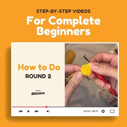 Stitchers Crochet Kit for Beginners Kids and Adults - Learn to Crochet Amigurumi Kit for Starters with Beginner Friendly Yarn and Step by Step Videos - Image 3