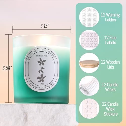 REISEN 12 Pcs 10oz Gradient Green Candle Jars for Candle Making Kit - Image 2