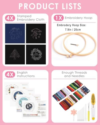 TINDTOP Christmas Embroidery Kit for Adult, Embroidery DIY Starter Kit - Image 2