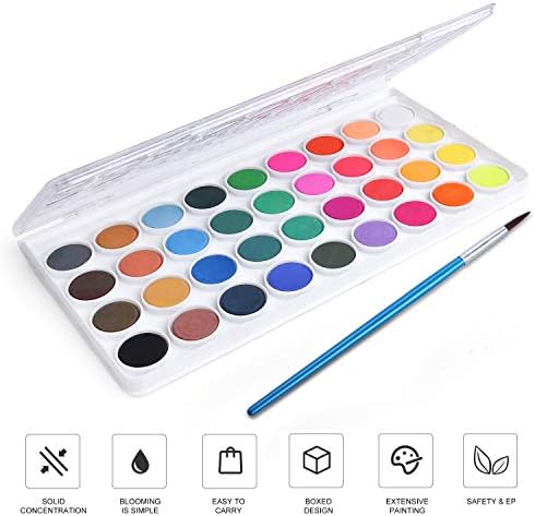 AROIC Watercolor Paint Set, 36-Color Watercolor Paint with 10 Brushes - Image 4