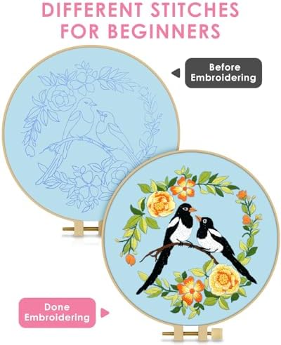 TINDTOP Embroidery Kit for Beginners Adult, Bird Embroidery Kit - Image 3