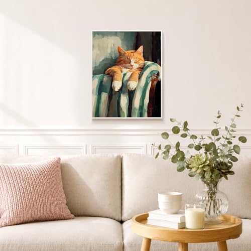 bitCNY Paint by Numbers for Adults, Sleeping Orange Tabby Cat DIY Painting Kit, Cozy Pet Acrylic Paint by Number Canvas Art, Relaxing Animal Wall Decor, 16x20 Inch - Image 4