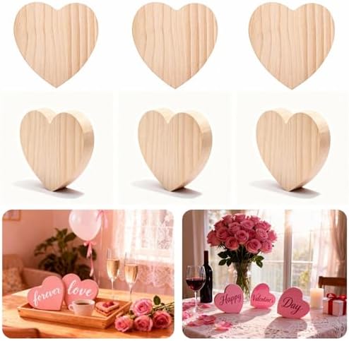 12 Pack 4-Inch Wooden Hearts for Crafts, 0.6-Inch Thick Pine Blanks.4-inch Unfinished Pine Wood Heart Blocks, 0.6-inch Thick and freestanding, for Painting, Wood Burning and Valentine Decor by Unknown