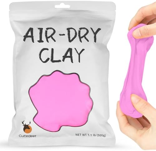 Cutedeer Pink Air Dry Clay, 1.1lb Foam Modeling Clay, Soft Squishy Molding for Kids Adults, Arts & Crafts Project Slime Supplies(1.1lb - 1 Pack, Pink) by Cutedeer