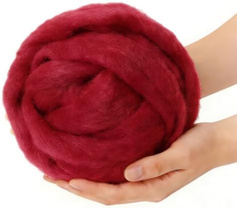 VNAKER 3.4oz Needle Felting Wool Wine Red for DIY Needle Craft Enthusiasts by %22VNAKER%22+Flagship