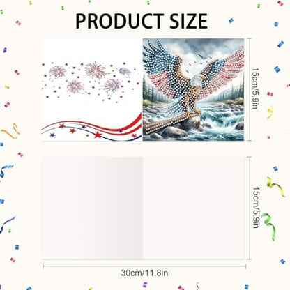 Focart 6-Pack Diamond Painting Greeting Card Kits of Independence Day, Special Shaped Diamonds Painting, DIY Handcraft for Relatives and Friends with Wishes,Unique Design Crafting for Holiday Cards - Image 2
