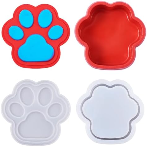 1Pcs Paw Print Silicone Molds Dog Cat Paw Shape Box Epoxy Mold DIY Casting Resin Storage Box Molds with Lid Dog Footprint Container Silicone Mold for DIY Makeup Jewelry Bead Trinket Storage by Spritewelry