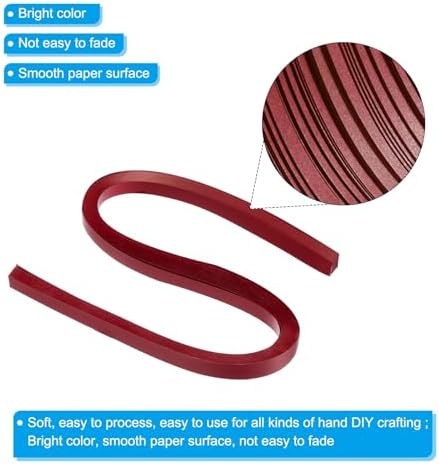 PATIKIL 60pcs Metallic Quilling Strips Paper 1cm(3/8") x 54cm Origami Paper Quilling Kits for Adults Beginner Art DIY Craft Christmas, Wine Red - Image 3