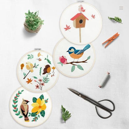 Bonroy 4 Sets Embroidery Set for Beginners, Art Craft, Easy Sewing, Includes Embroidery Clothing, Pattern, Embroidery Hoop, Instruction Manual, Colorful Thread Needles Set (6 Pieces) - Image 4