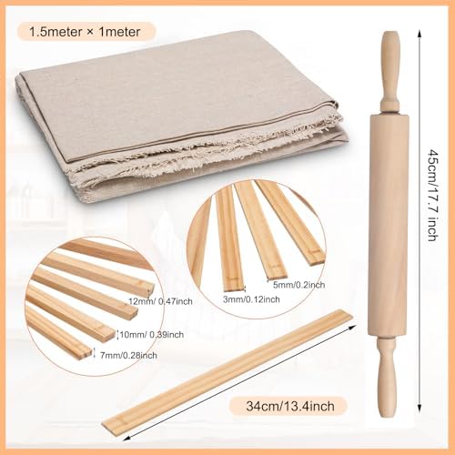 Newtay 12 Pcs Pottery Tools Wood Rolling Pin Special Linen (Tablecloth) - Image 2