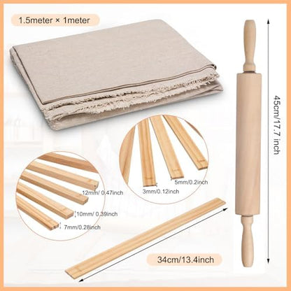 Newtay 12 Pcs Pottery Tools Wood Rolling Pin Special Linen (Tablecloth) - Image 2