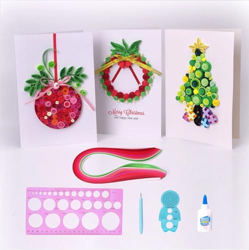 ACADOIT DIY Christmas Card Making Kit with Quilling Tools for Adult and Unsuitable for Children by ACADOIT