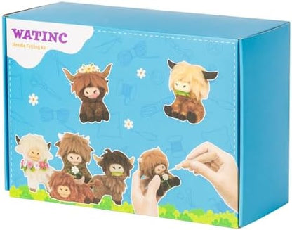 WATINC Highland Cow Needle Felting Kit - Set of 10 Different Highland Cow Doll Wool Felt Needle Felting Tools Foam Pad, DIY Home Decoration Needle Felting Craft Party Supplies for Beginners (30Pcs) - Image 7