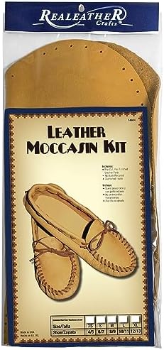 Realeather Adult Moccasin Leathercraft Kit, 6-7, Golden Tan by Realeather