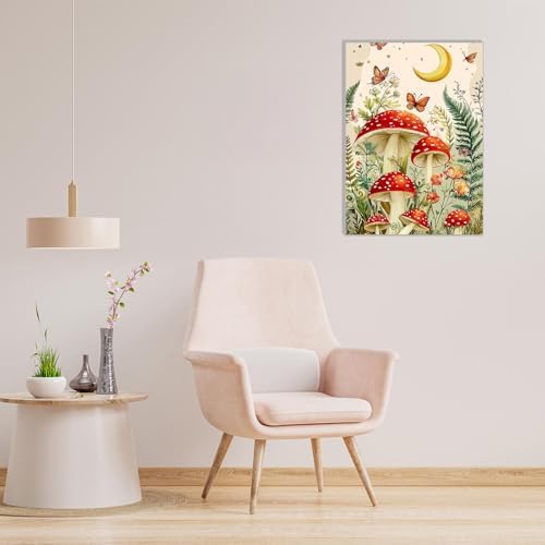 MAXBYE Mushroon Paint by Numbers Kit for Adults with Frame and Wooden Easel, Easy Moon Painting Numbers Art Kits on Canvas, DIY Forest Acrylic Painting Kit for Gift Home Wall Garden Decor 10×14 in - Image 5