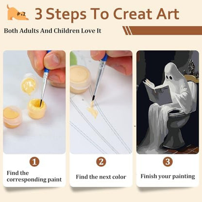 Reivworl Ghost Paint by Numbers Kit for Adults, Bathroom Paint by Numbers, Adult Paint by Number Kits for Gifts and Home Wall Decor 16x20 Inch - Image 7