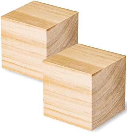 Wood Blocks for Crafts, Large Unfinished Wood Cubes, 3 Inch Natural Wooden Blocks, Pack of 2 Pine Square Blocks for Arts and Crafts and DIY Projects by SIWUCHYE