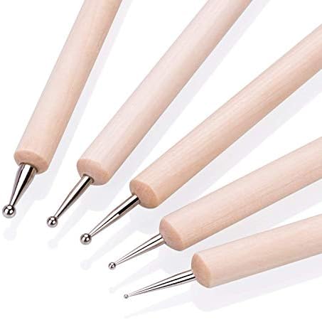 COMIART 5-Piece Dual-Ended Ball Stylus Tool Set - Wooden Handle with Stainless Steel Tips for Clay Sculpting, Embossing, Nail Art, Mandala Rock Painting & Pattern Tracing - Image 2