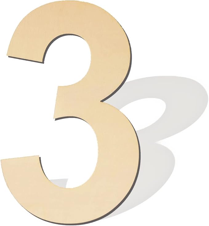 Unfinished Wooden Numbers - 15 Inch Big 3, Blank & Large for DIY Craft, Wedding & Birthday Party Decorations