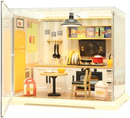 Kitchen Miniature House Kit, Mini Model Kits with Home Decor Furniture and LED, DIY Dollhouse Kit for Adults Teens to Build, Dollhouse for Mini Figures Decor, Gifts for Family, Friends by EPEXERCISENPLAY