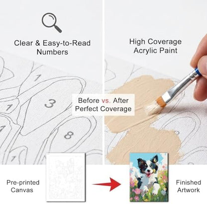 Natuyalo Dog Paint by Numbers Kit for Adults Beginners, Animals Acrylic Paint by Number Kits on Canvas for Adults Without Frame, DIY Painting Kits for Home Wall Decor 16x20 inch - Image 4
