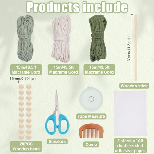 ORIGACH DIY Macrame Wall Hanging Leaves Decor Kit for Beginners Adults, Boho Farmhouse Easy Macrame Leaves Wall Tapestry kit for Home Living Room Bedroom - Image 2