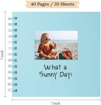 Polaroid Scrapbook Photo Album 7"x7" 20 Sheets 40 Pages Kraft Paper Blue - Image 2
