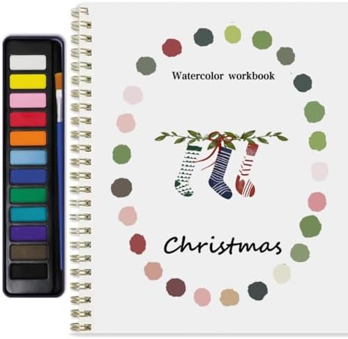 Watercolor Workbook for Adults & Beginners: 12 Colors Paint Set with Brush, Foldable Painting Kit for Christmas– Ideal Gift(Christmas) - Image 6