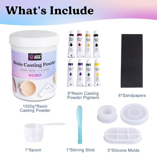 LET'S RESIN Resin Casting Powders Starter Kit,1000g Fast Cured Resin Powder - Image 6