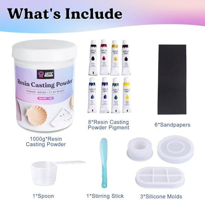 LET'S RESIN Resin Casting Powders Starter Kit,1000g Fast Cured Resin Powder - Image 6