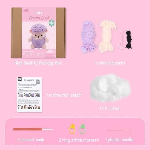 HOUSE CREATIVITY Crochet Kit for Beginners, Make a Fluffy Sheep, Amigurumi Crochet Kit with Video Tutorial, Complete Set with Yarn, Hook & Stuffing, Cozy Stress Relief Gift for Adults & Kids - Image 3