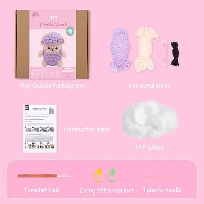 HOUSE CREATIVITY Crochet Kit for Beginners, Make a Fluffy Sheep, Amigurumi Crochet Kit with Video Tutorial, Complete Set with Yarn, Hook & Stuffing, Cozy Stress Relief Gift for Adults & Kids - Image 3