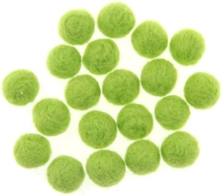 Needle Felt Balls Wool Beads Dry Felted Balls 15mm Handmade DIY Crafts 20pcs (Light Green) - Image 3