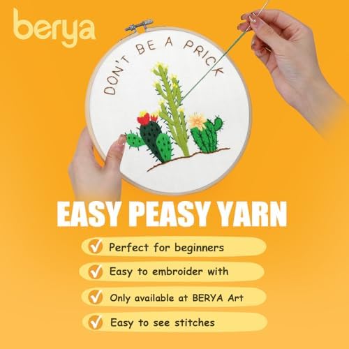 BERYA Cactus Embroidery Kit Including Video Step by Step Instructions Embroidery Hoop,Color Threads and Embroidery Scissors for Beginners-Handmade Needlepoint Kits for Adults - Image 6