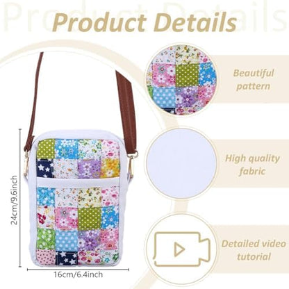 WEBEEDY DIY Quilt Tote Bag Kit for Adult Beginners DIY Small Rectangular Crossbody Bag Kit with Video Tutorial,50 Styles Fabrics,Quilting Tools for Sewing Patchwork Valentine's Day Craft Gift - Image 3