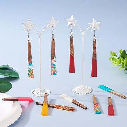 FASHEWELRY 26Pcs Resin Wood Earring Charms Long Triangle Transparent Wooden Earring Blanks Trapezoid Wooden Earring Pieces for DIY Jewelry Making - Image 2