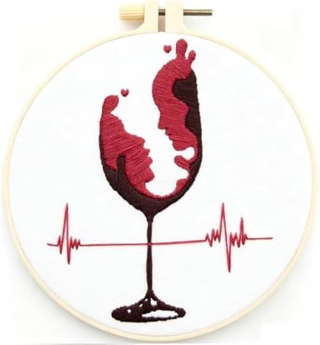 Couple Embroidery Kits for Beginners Adults, Abstract Face Embroidery Starter Kit, Hand Stamped Cross Stitch Kits for Adults Anniversary Valentine's Day Gifts, Embroidery Hoop, Thread & Video Tutorial by Unknown