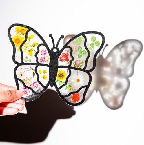 EggSun 36 Sets Butterfly Suncatchers Craft Kit Ornaments Dried Flower Stickers Window Arts and Crafts Kit for Classroom Holiday Projects Home Party Favors Decorations - Image 4