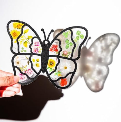 EggSun 36 Sets Butterfly Suncatchers Craft Kit Ornaments Dried Flower Stickers Window Arts and Crafts Kit for Classroom Holiday Projects Home Party Favors Decorations - Image 4
