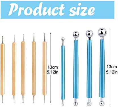 9 PCS Dotting Tools Ball Styluses with Box, Pen Dotting Tools Set for Rock Painting, Pottery Clay Modeling Embossing Nail Art - Image 2