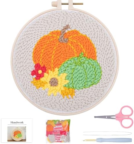 Louise Maelys Punch Needle Kit for Beginners Pumpkin Pattern Home Decor by LouiseMaelys