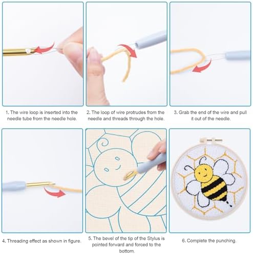 Louise Maelys Punch Needle Kit for Beginners with Bee Pattern DIY Craft - Image 3