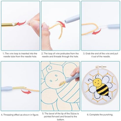 Louise Maelys Punch Needle Kit for Beginners with Bee Pattern DIY Craft - Image 3